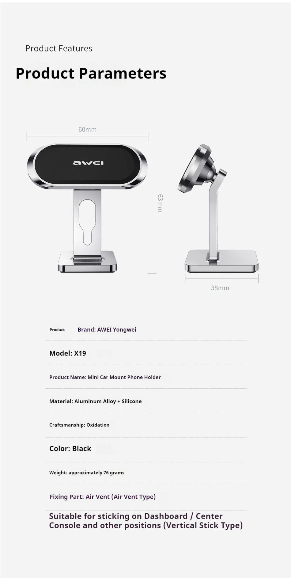 Mini Compact Car Phone Holder - Air Vent Mount - Delivered only in Italy 🇮🇹 
