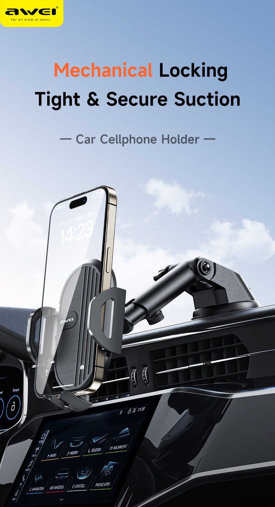 Suction Cup Car Phone Holder - 360° Rotation - Delivered only in Italy 🇮🇹 