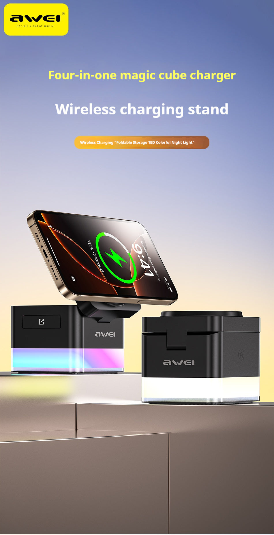 Premium 3-in-1 Wireless Charging Station - Modern Flat Design - Delivered only in Italy 🇮🇹 
