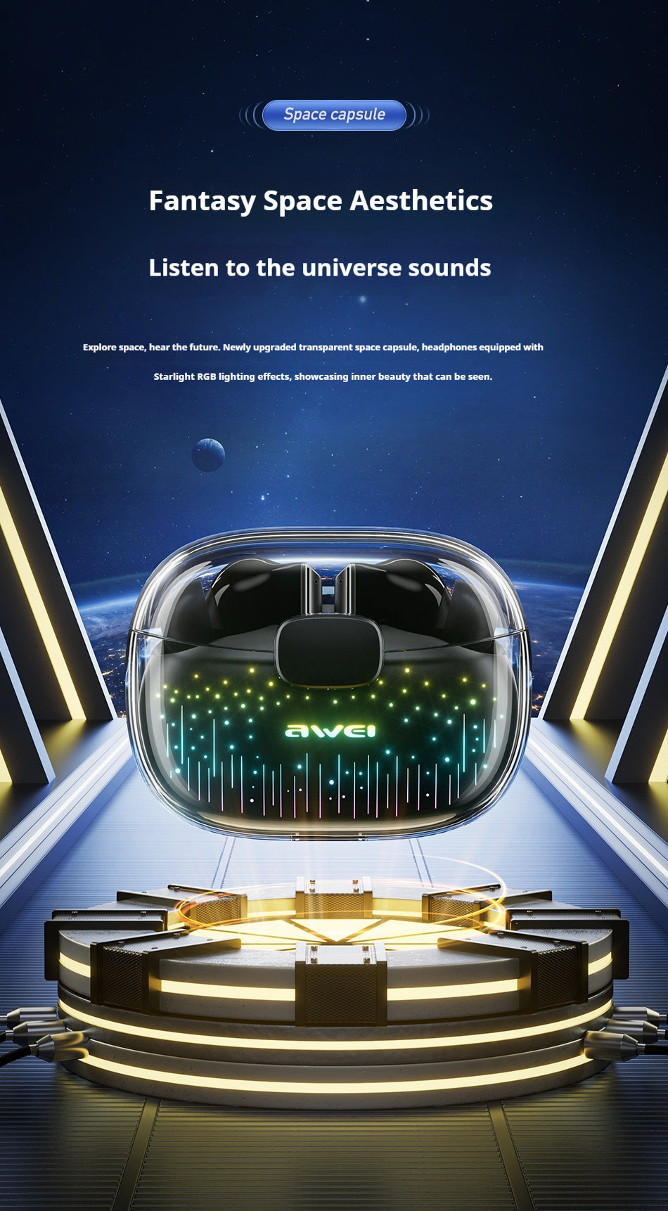 Cuffie Bluetooth da gioco AWEI Starry Sky - Consegna solo in Italia 🇮🇹 