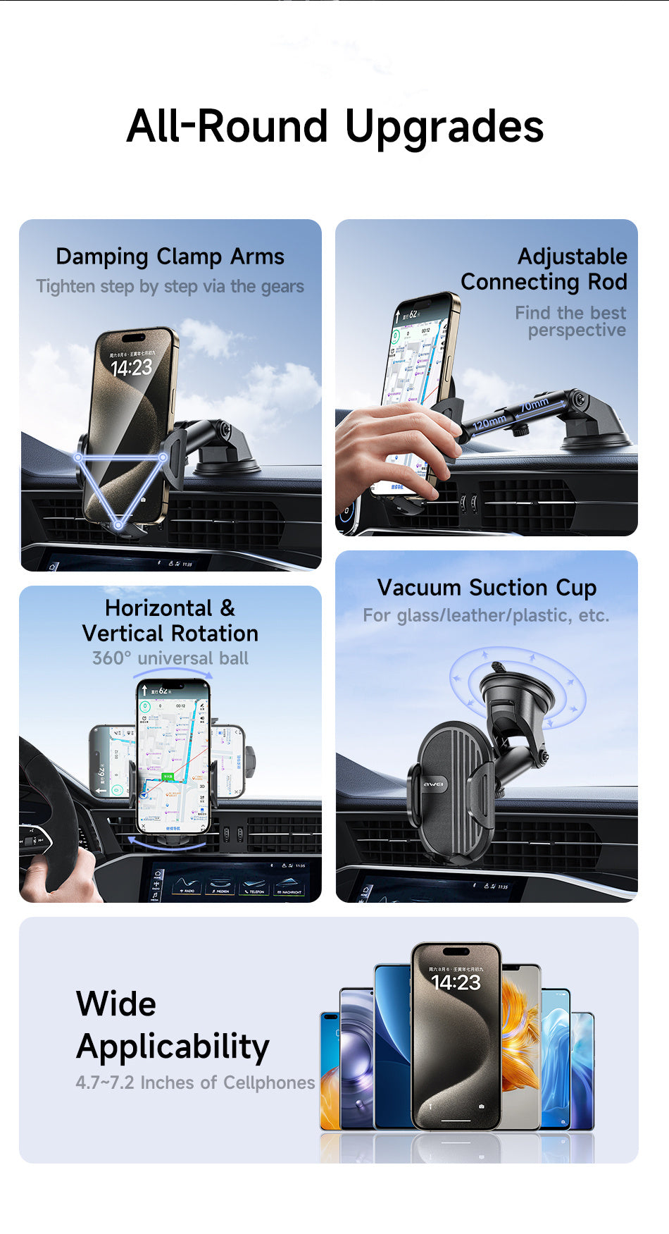 Suction Cup Car Phone Holder - 360° Rotation - Delivered only in Italy 🇮🇹 
