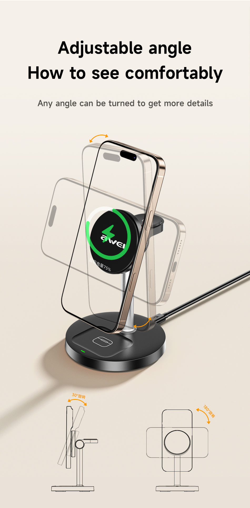 Compact 3-in-1 Wireless Charging Station - iPhone, Apple Watch, AirPods - Delivered only in Italy 🇮🇹 