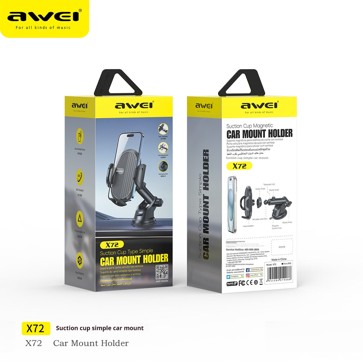 Suction Cup Car Phone Holder - 360° Rotation - Delivered only in Italy 🇮🇹 