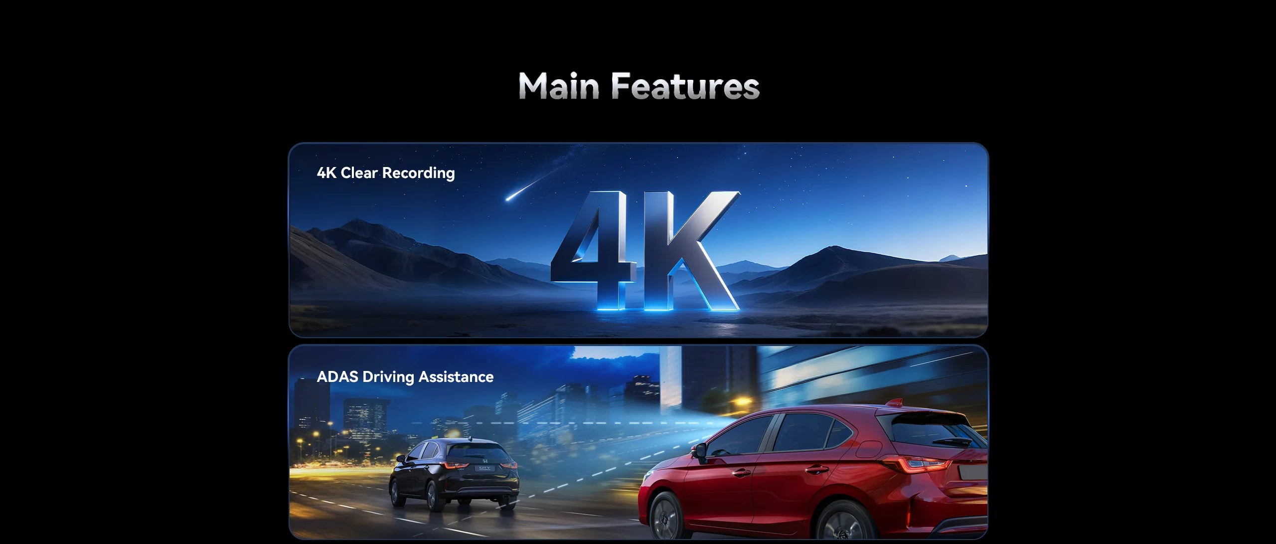 Pictrey A400 Caméra Embarquée 4K Ultra HD ADAS WiFi Écran IPS 1.9'' Vision Nocturne