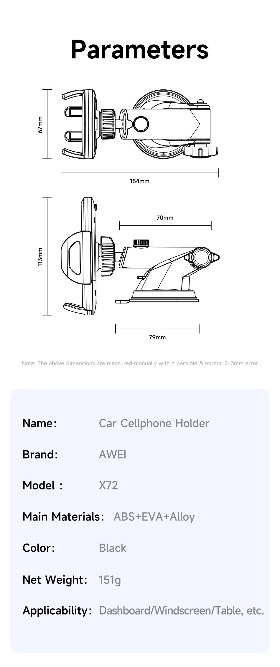 Support Téléphone Voiture Ventouse - Rotation 360° - Livré uniquement en Italie 🇮🇹
