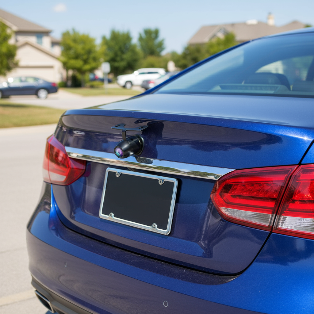 Caméra de recul papillon installée sur l'arrière d'une voiture