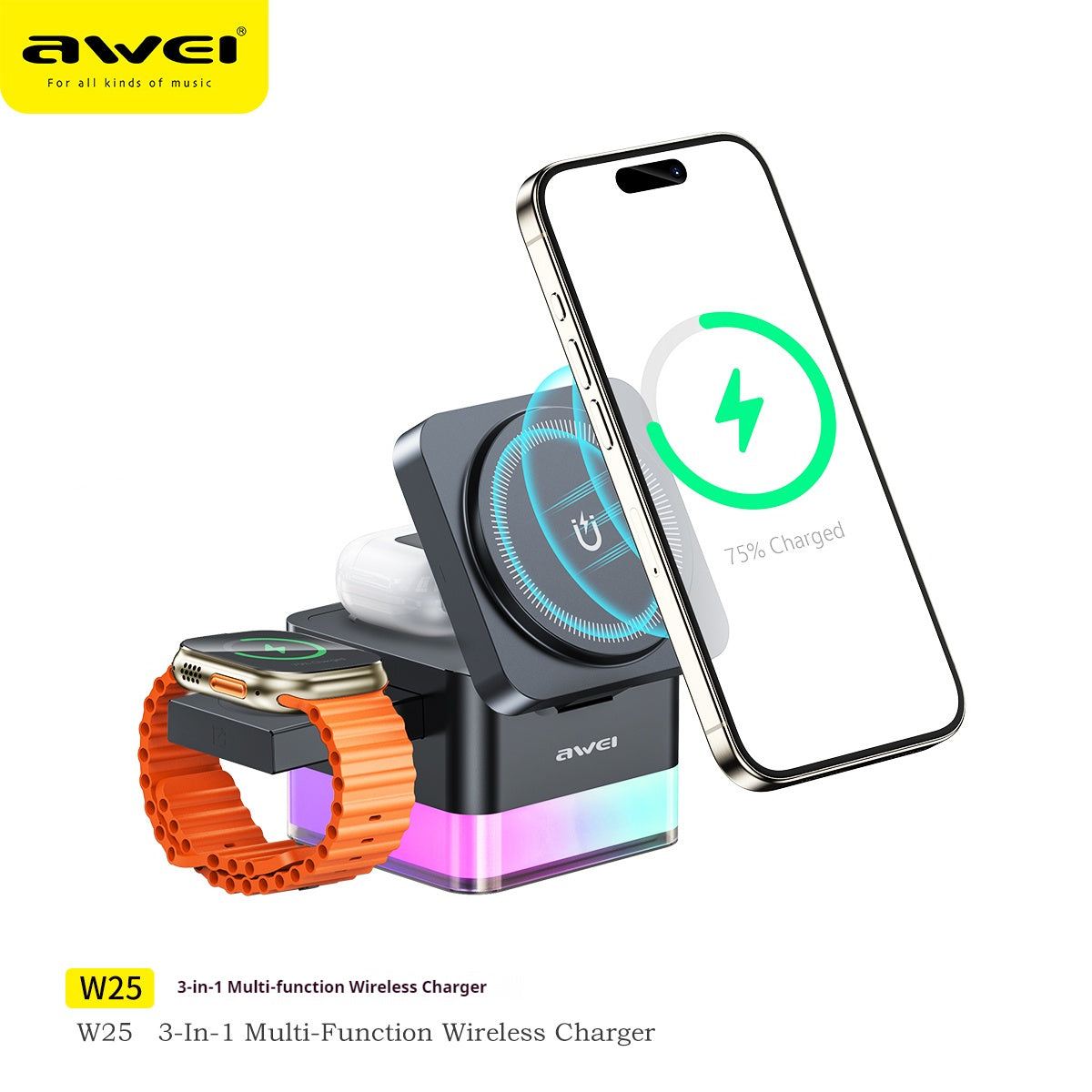 Premium 3-in-1 Wireless Charging Station - Modern Flat Design - Delivered only in Italy 🇮🇹 
