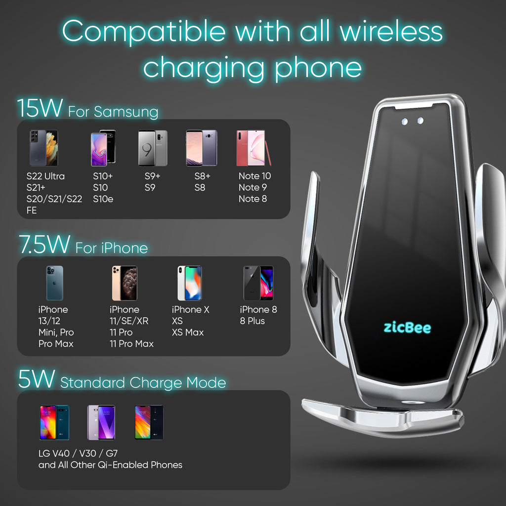 15W Wireless Car Charger - Fast Charging iPhone & Android - USA Warehouse