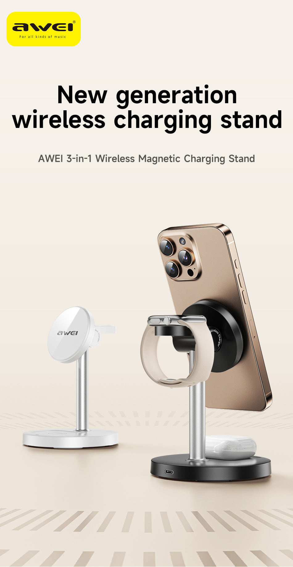 Compact 3-in-1 Wireless Charging Station - iPhone, Apple Watch, AirPods - Delivered only in Italy 🇮🇹 