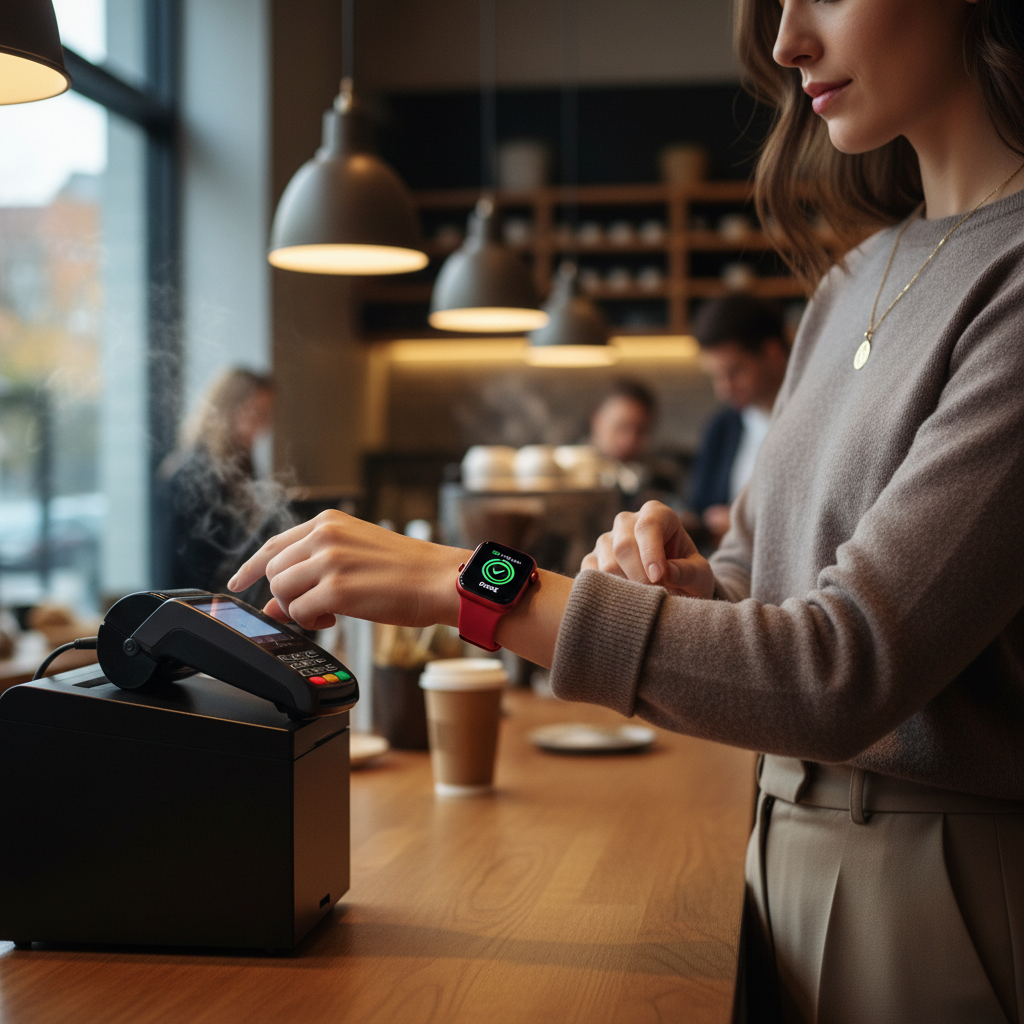 Femme utilisant Apple Pay
