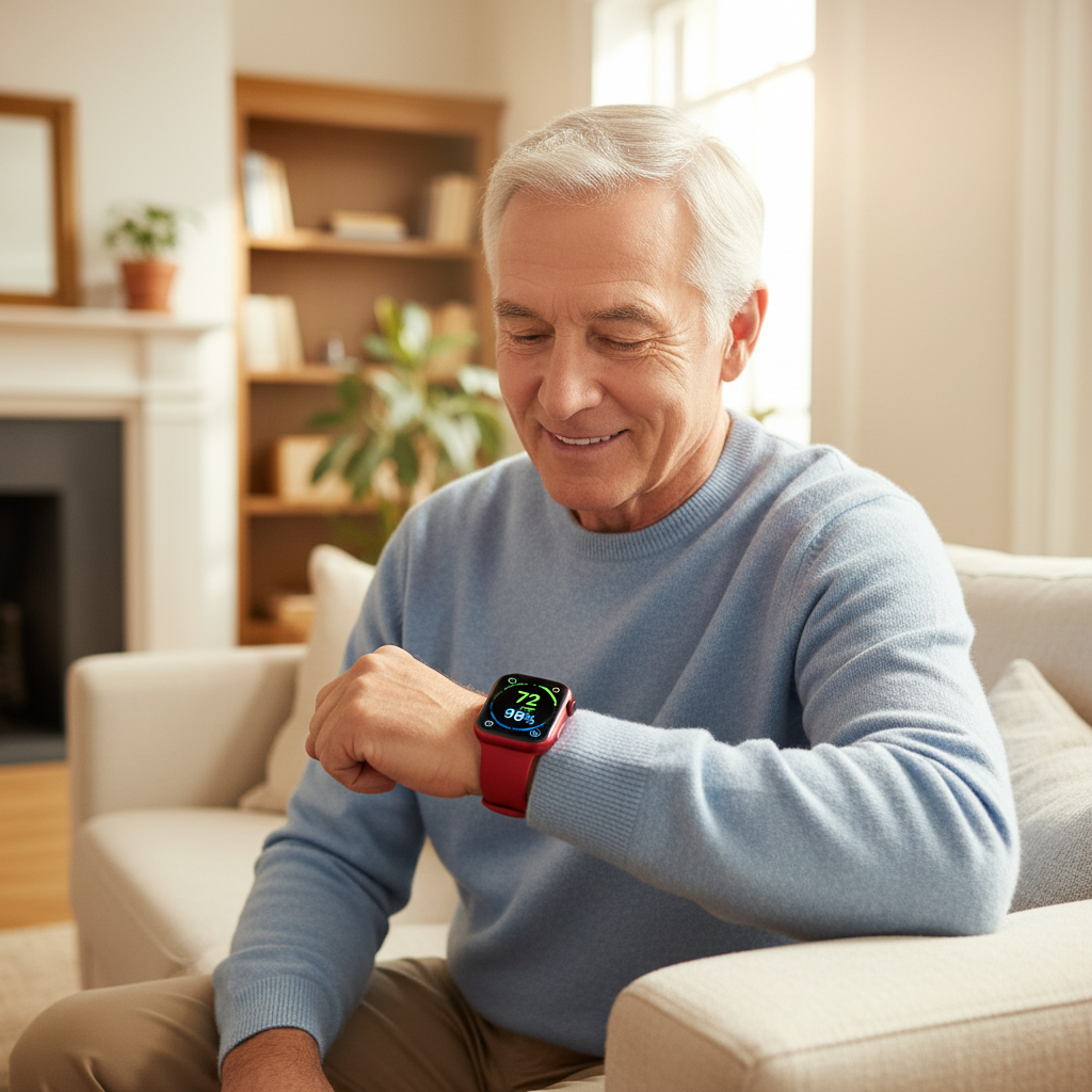 Senior vérifiant sa santé